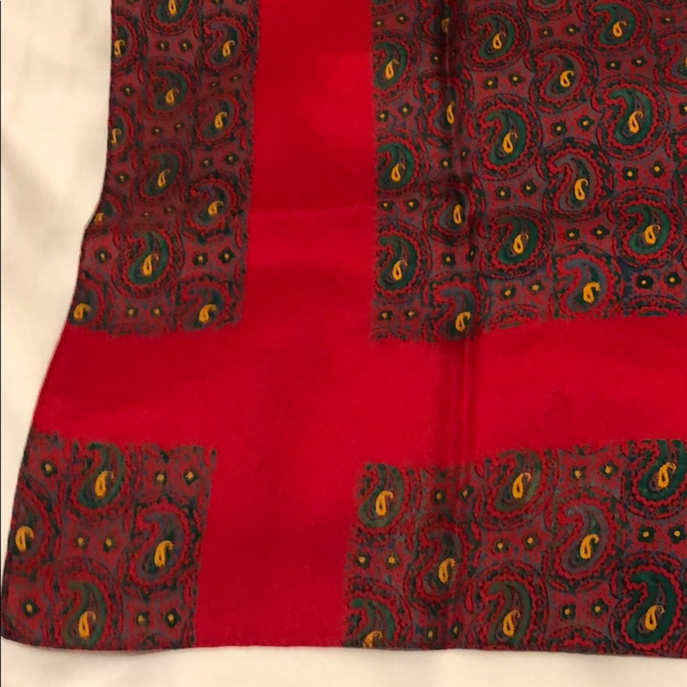 Vintage Red Silk Paisley Scarf 27-1//2” square